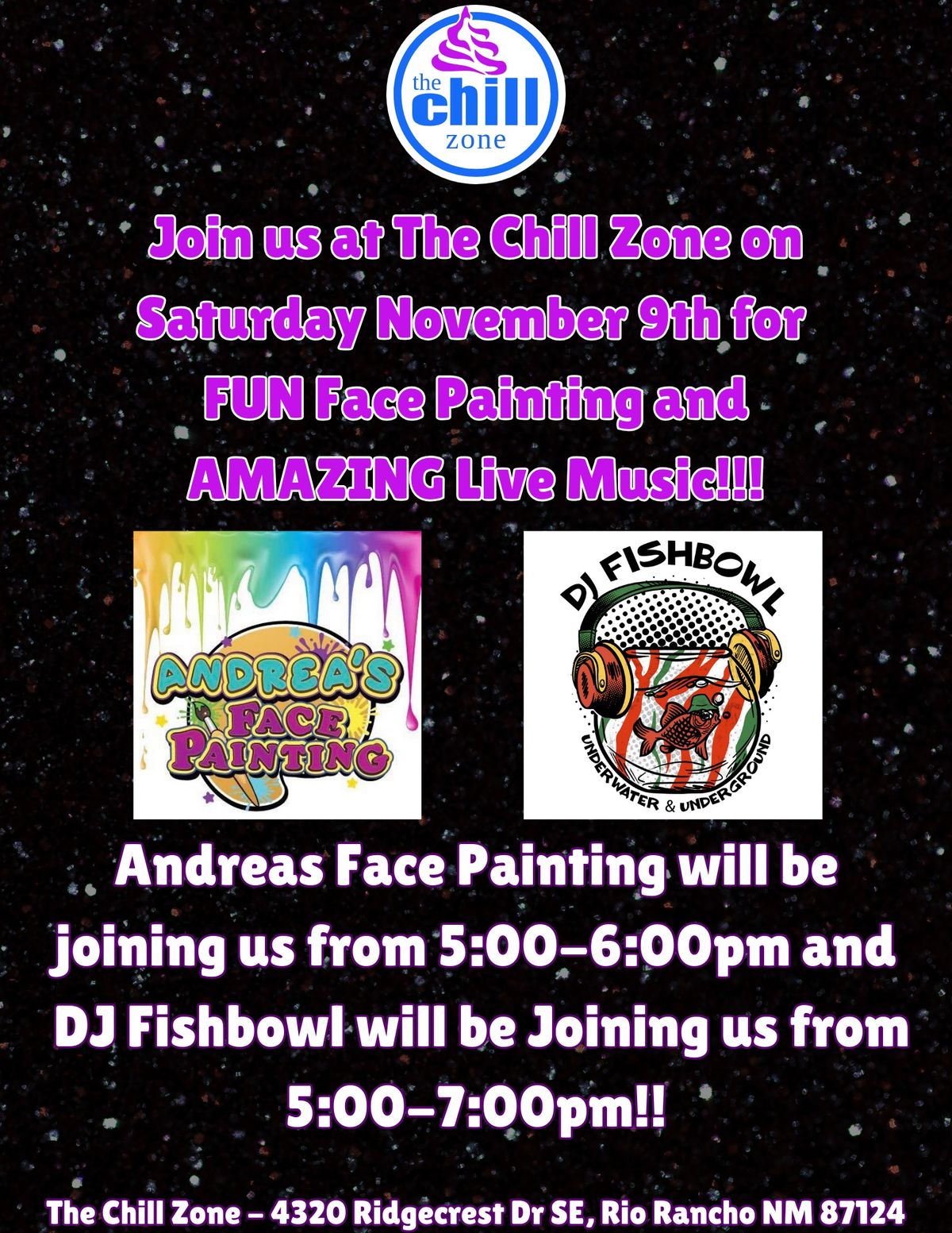 Face Painting and Live Music at The Chill Zone!!!!