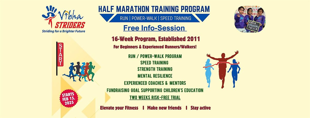 Free Virtual Info-Session 2025 Striders Half Marathon Training Program