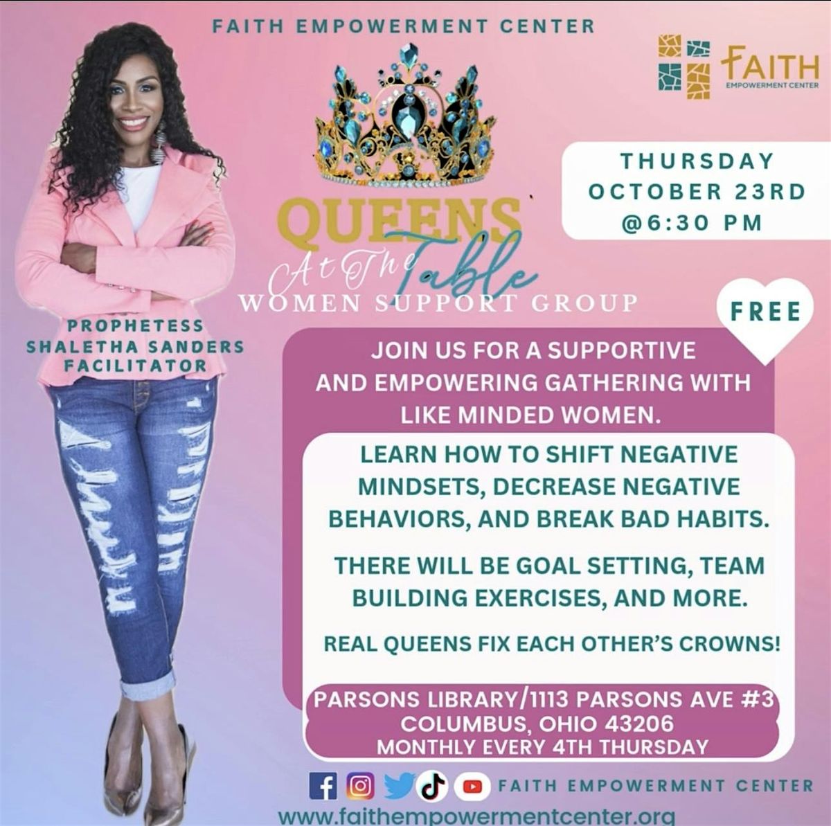 Faith Empowerment Center's Queens At The Table Women Support Group