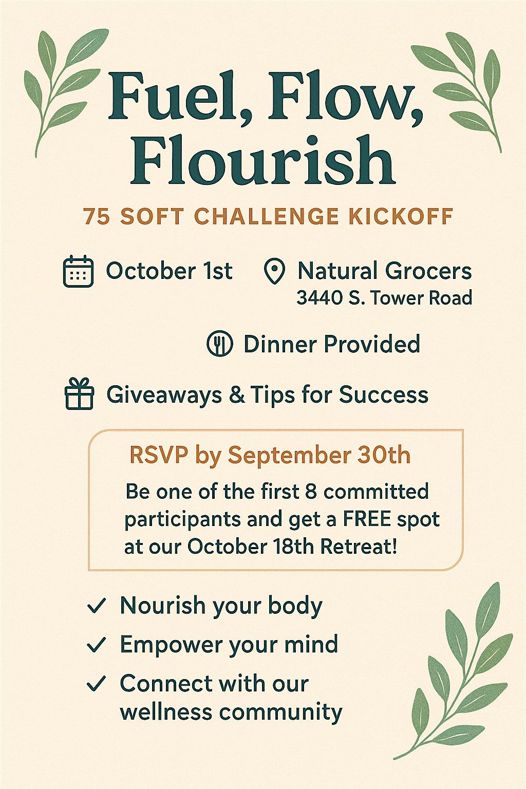 Fuel, Flow, Flourish \u2013 75 Soft Challenge Kickoff