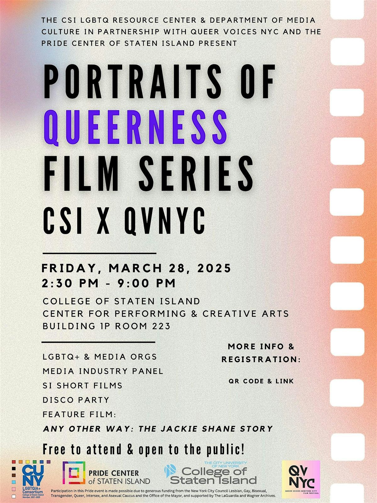 Portraits of Queerness:  A CSI  X Queer Voices NYC Film Series