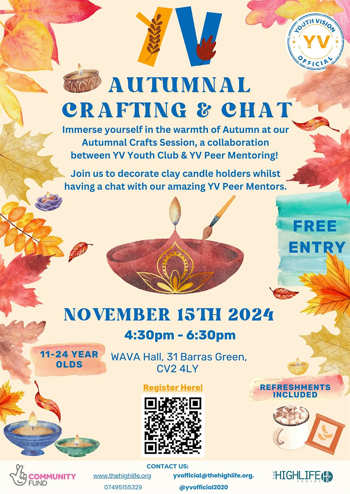 YV Autumnal Crafting & Chat - YV Peer Mentoring X YV Youth Club Collab