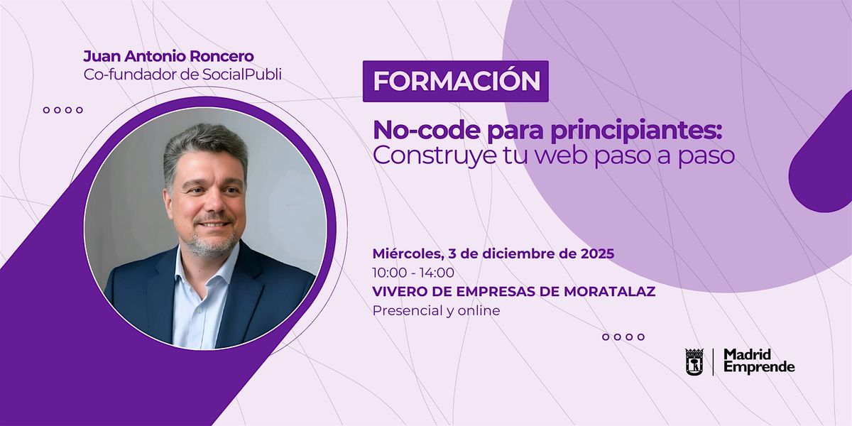 Formaci\u00f3n gratis en Madrid | No-code para principiantes: construye tu web