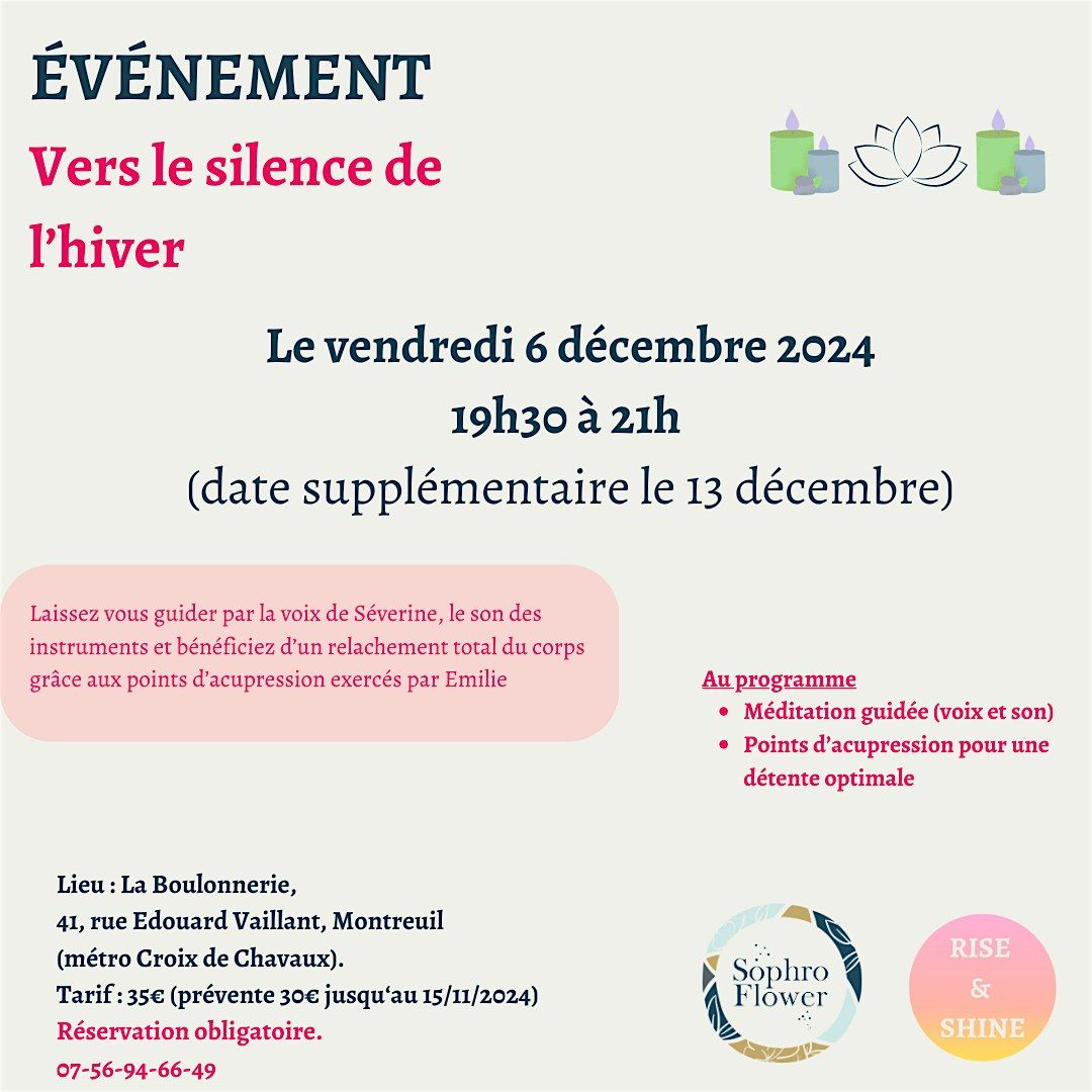 Vers le silence de l'hiver : soir\u00e9e relaxation & r\u00e9flexologie