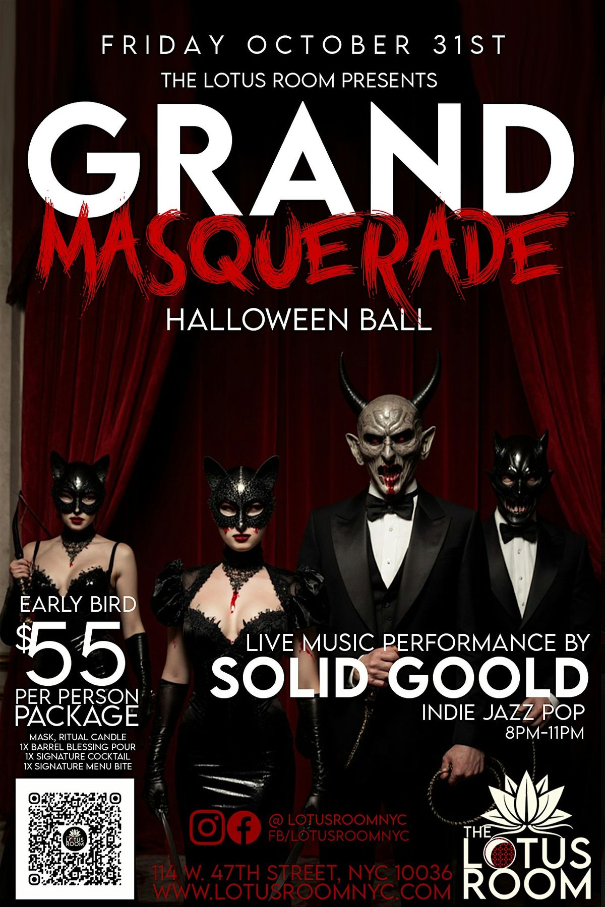 Grand Masquerade Halloween Ball: SOLID GOOLD  8-11pm @The Lotus Room 10.31