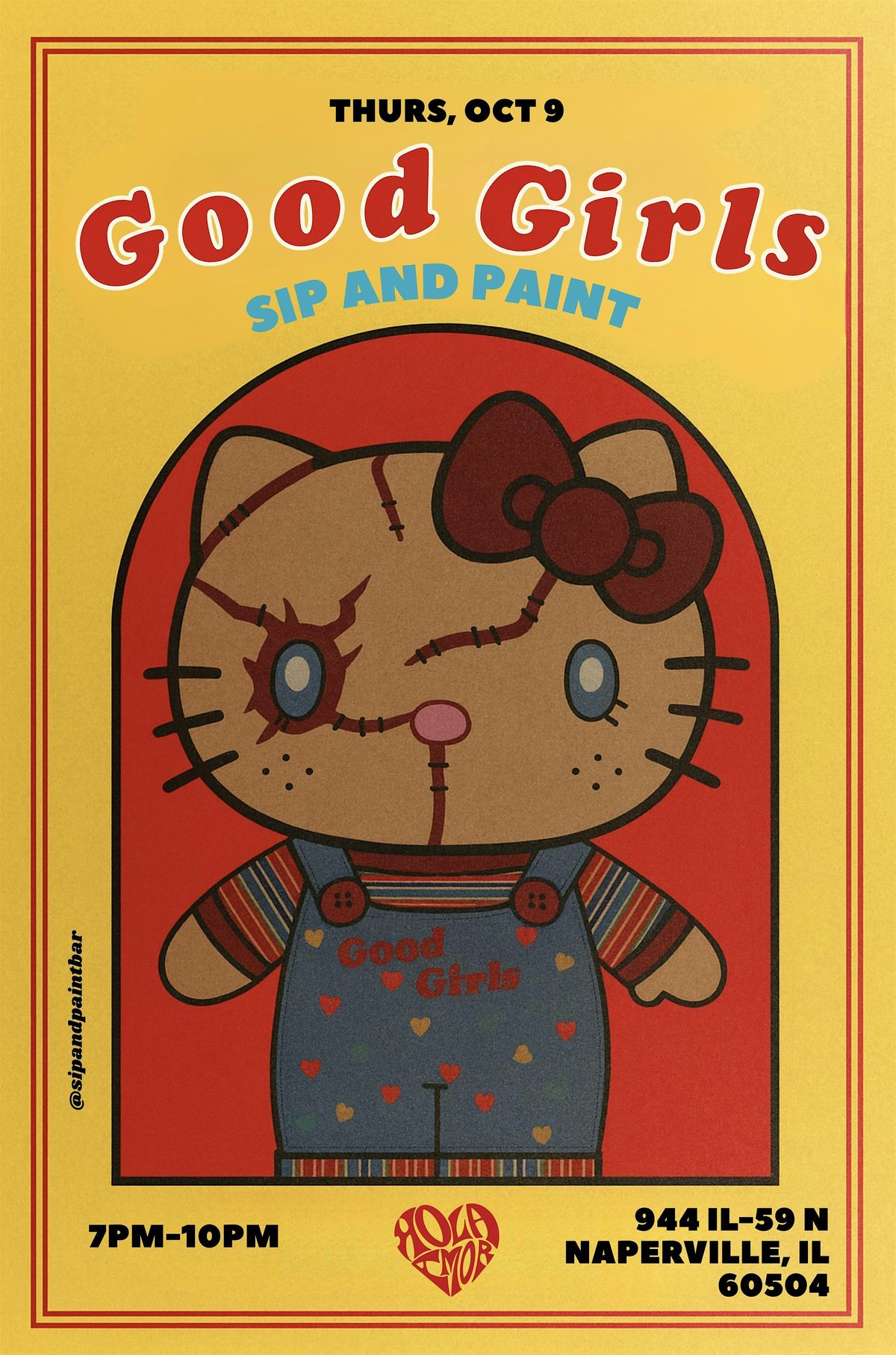 Hello Kitty x Chucky sip and paint