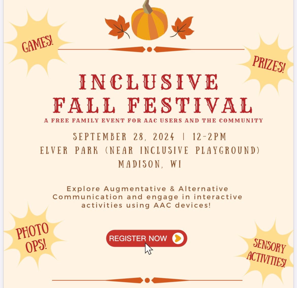 Inclusive Fall Festival 2024 (free family event for AAC users & children of all abilities)