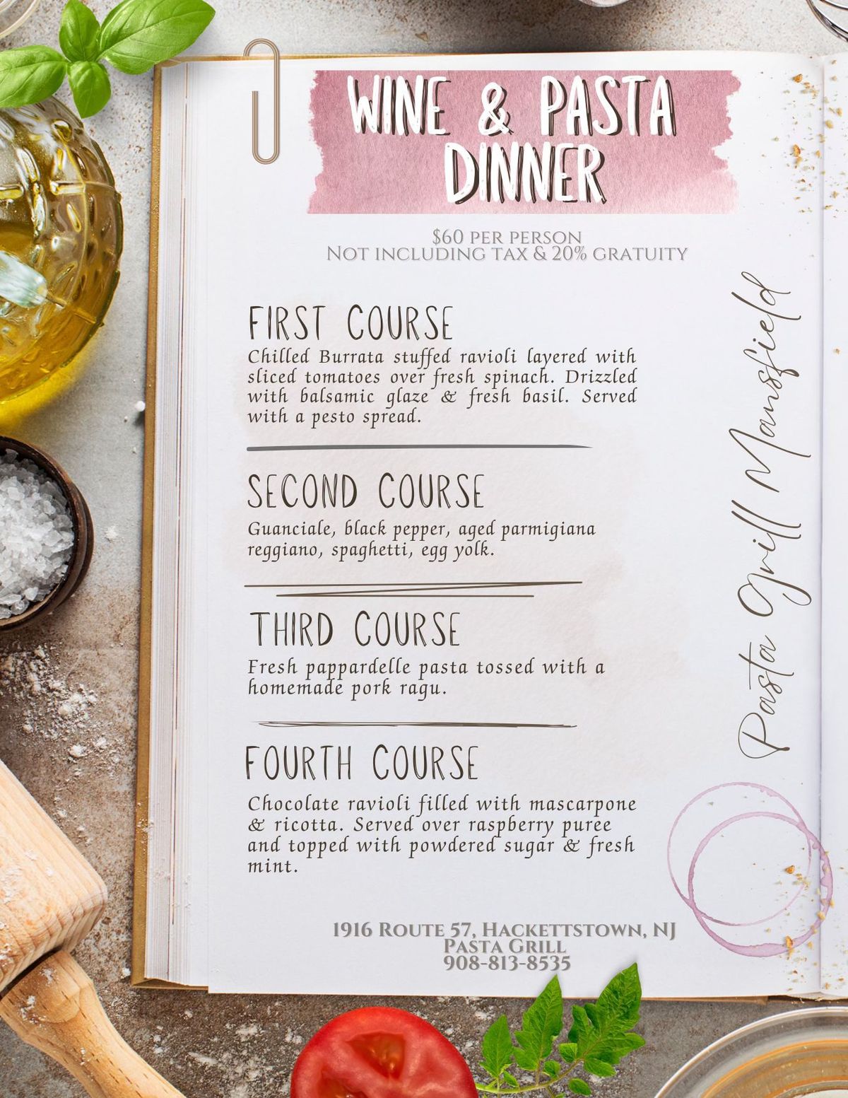 Wine & Pasta ~ Four Course Pairing Dinner 