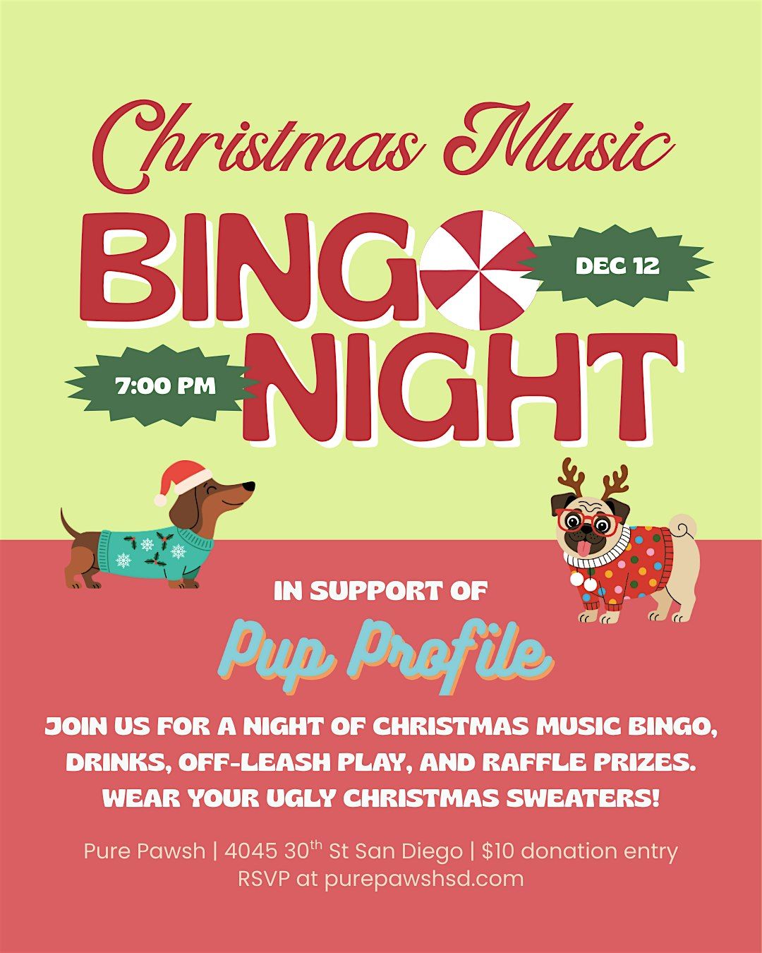 Christmas Music Bingo: Fundraiser for Pup Profile