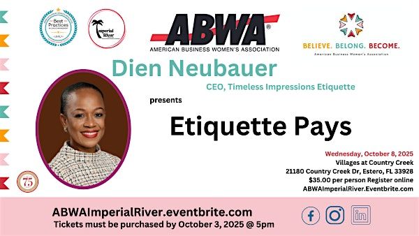 ABWA Imperial River October 8 Monthly Meeting