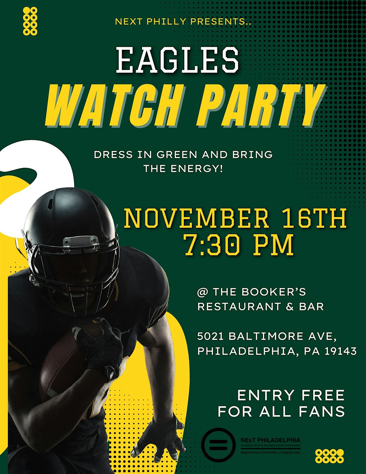 NExT Philadelphia Presents: Eagles Watch Party @ Bookers Restaurant and Bar
