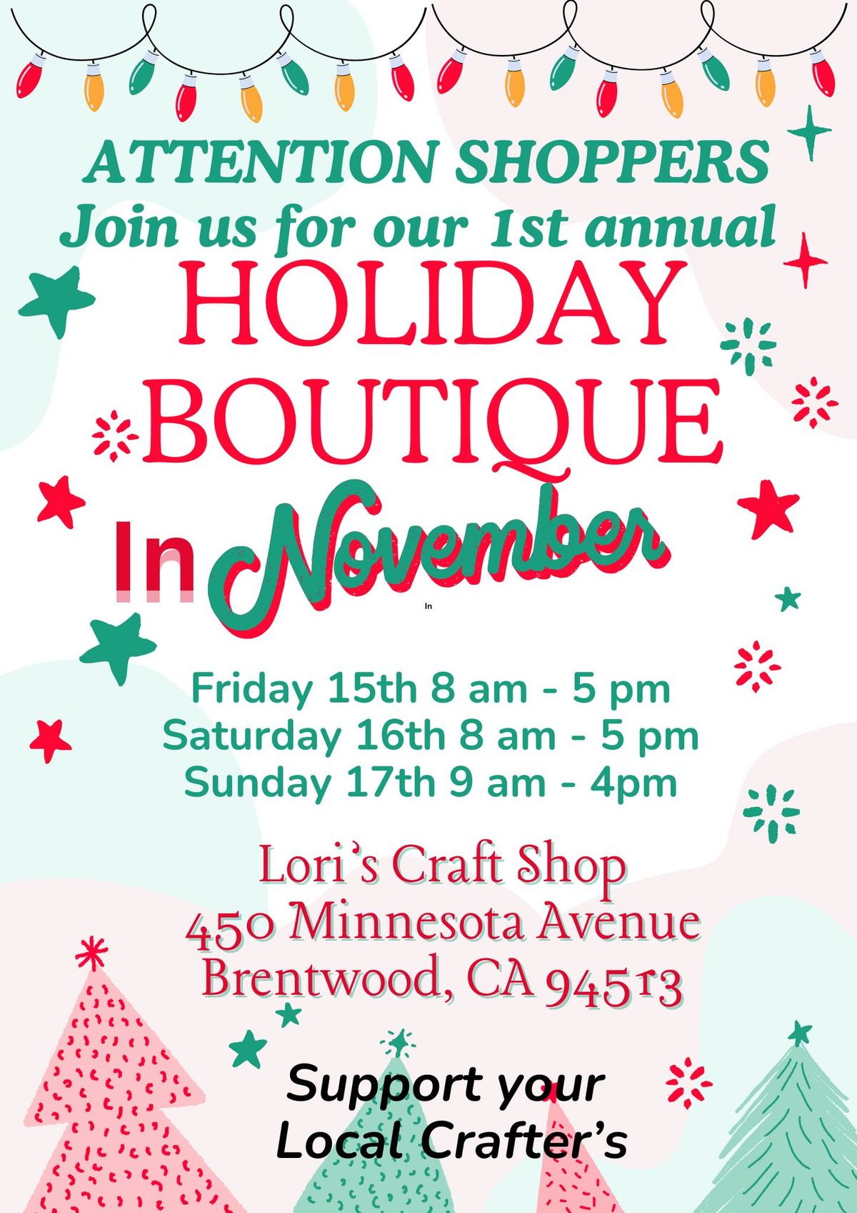 November Holiday Boutique - Free admission