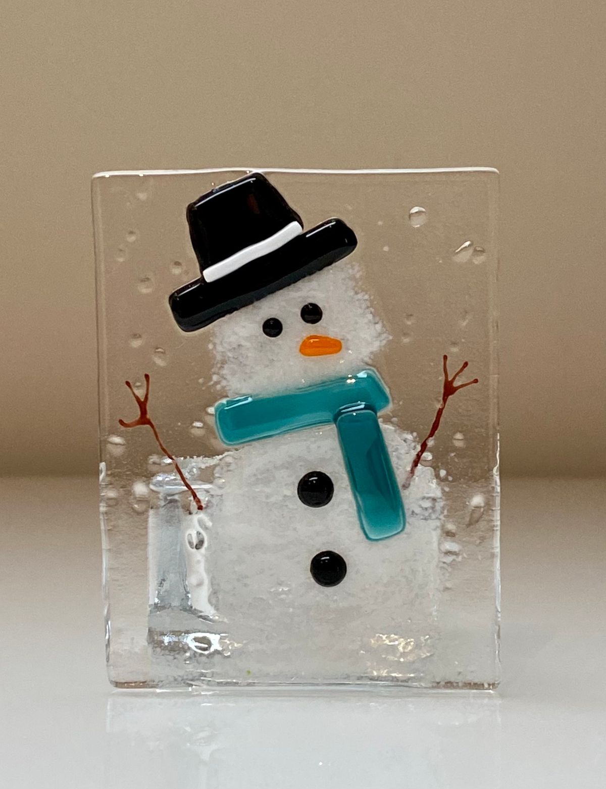 Christmas tealight holder, fused glass workshop