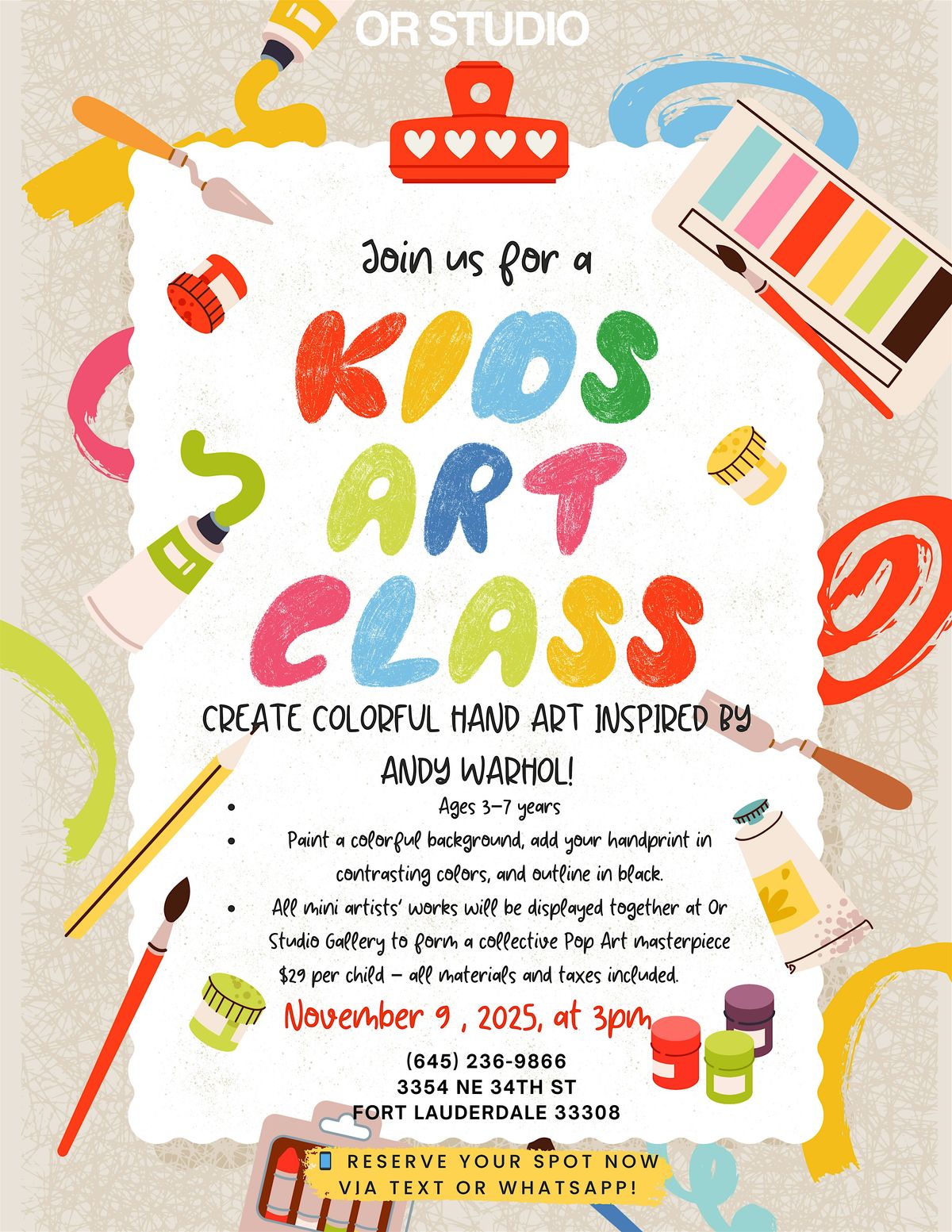 KIDS CLASS CREATE COLORFUL HAND ART INSPIRED BY ANDY WARHOL!