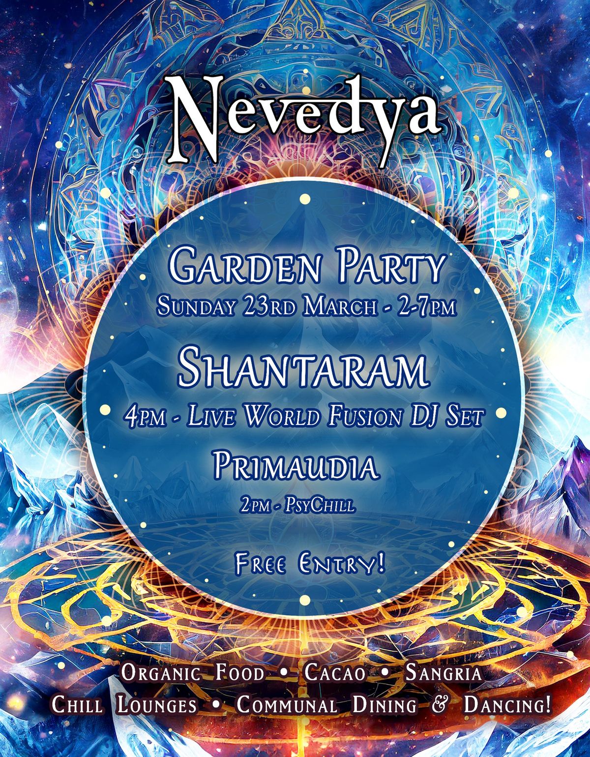 Nevedya Garden Party - Live music, cacao and delicious food! Mar 23rd from 2pm