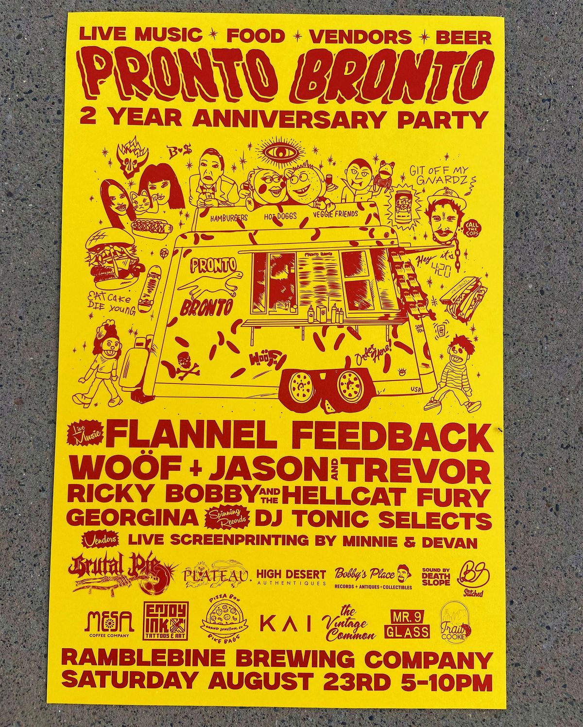 PRONTO BRONTO ANNIVERSARY! Flea Market + Live Music @ Ramblebine
