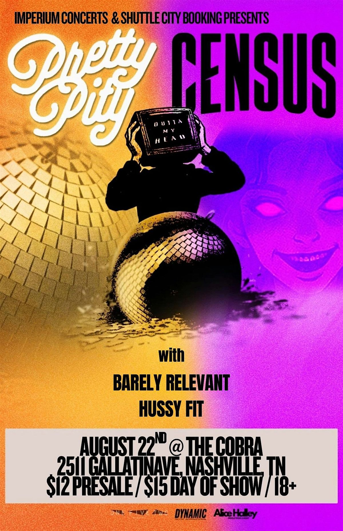 Venue: Pretty Pity | Census | Barely Relevant | Hussy Fit