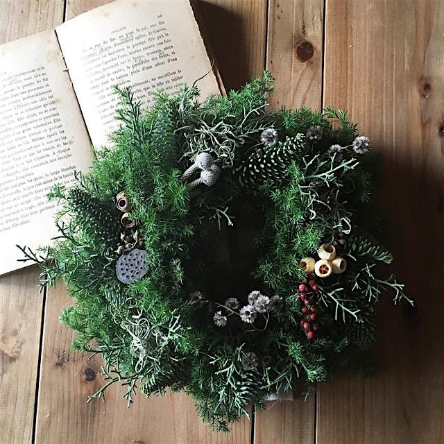 Atelier de cr\u00e9ation de Couronne de Noel avec les plants stabilis\u00e9s