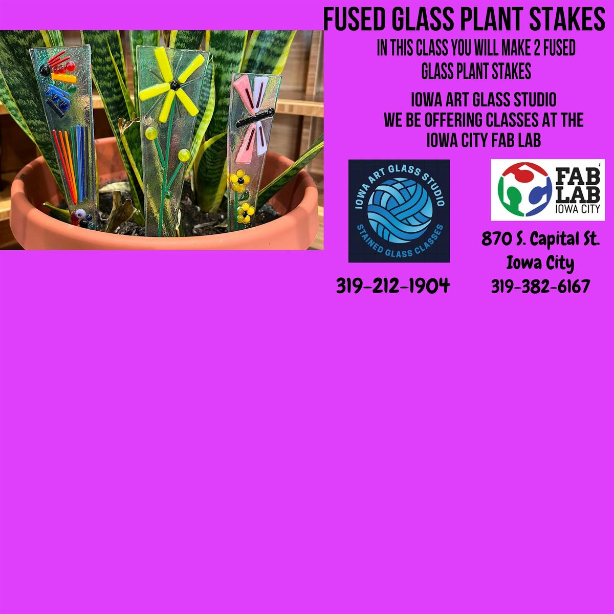 Fused Glass Plant Stakes