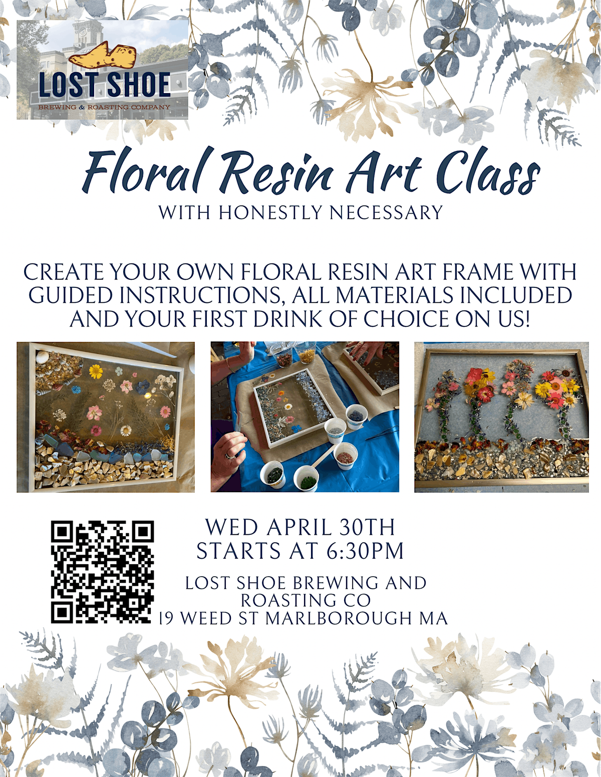 Floral Resin Art Class at The Lost Shoe Brewing and Roasting Co