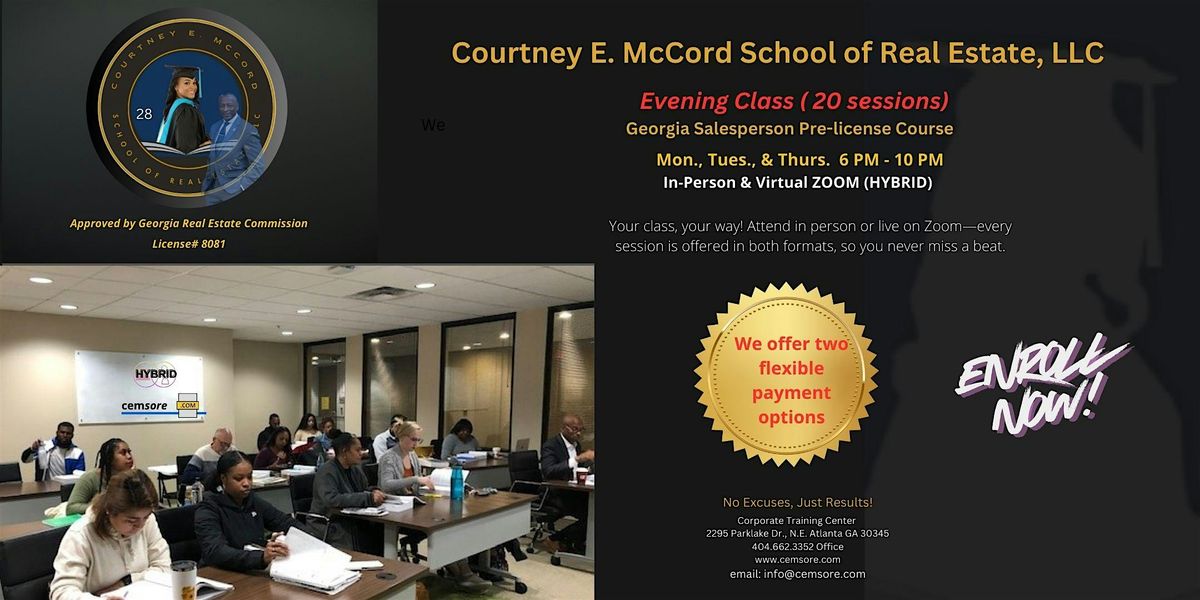 Evening Pre-license Course Secure Your Spot Today - Just $224.50!