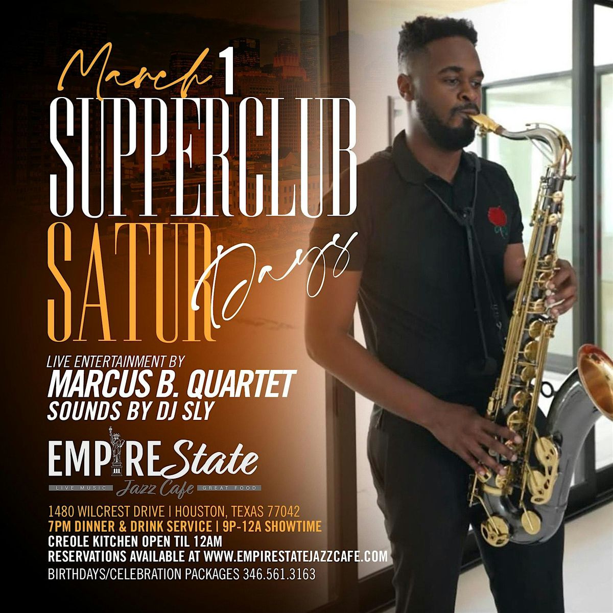 3\/1 - Supper Club Saturdays featuring Marcus B Quartet