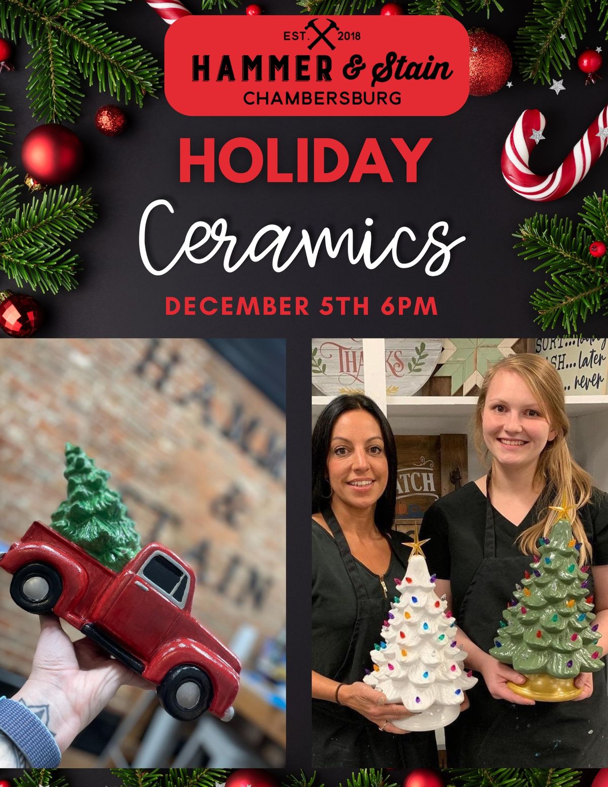 Thursday Dec 5th- Vintage Holiday Ceramics Workshop- Just like grandma had! 6pm