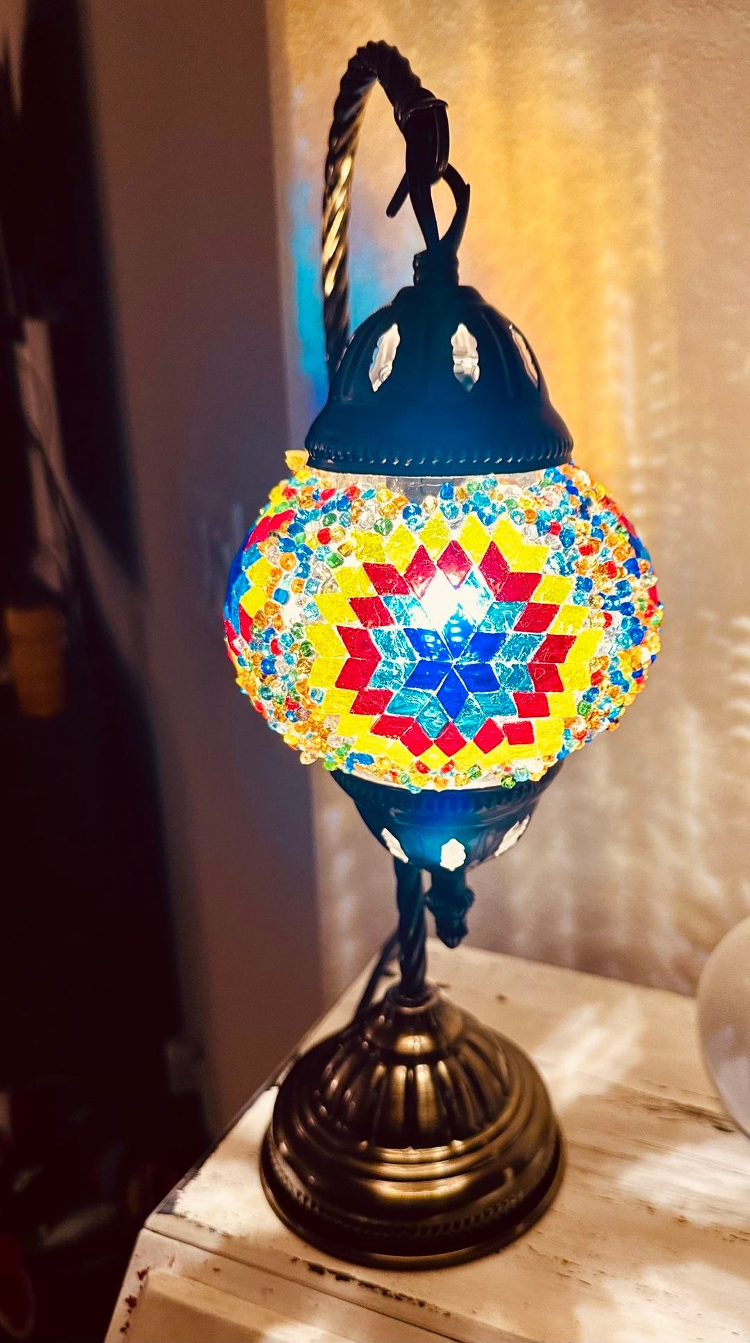 Resin Mosaic Moroccan Lamp\/Mosaic candle holder-Just Love Coffee cafe-Brandon Fl