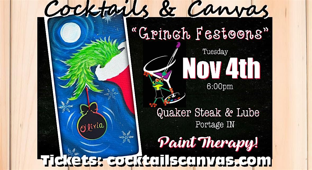"Grinch's Festoon" Cocktails and Canvas Festive Paint & Sip Christmas Event