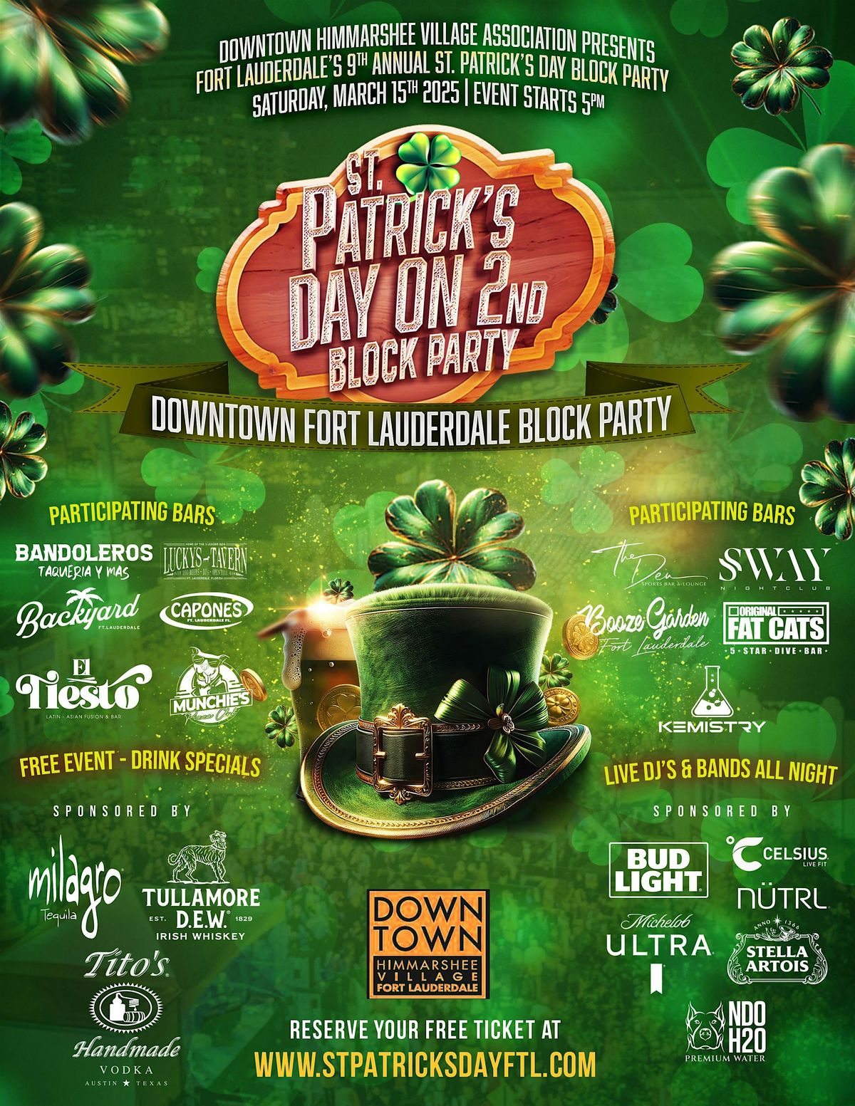 "St Patrick's Day on 2nd" Block Party | Downtown Fort Lauderdale |