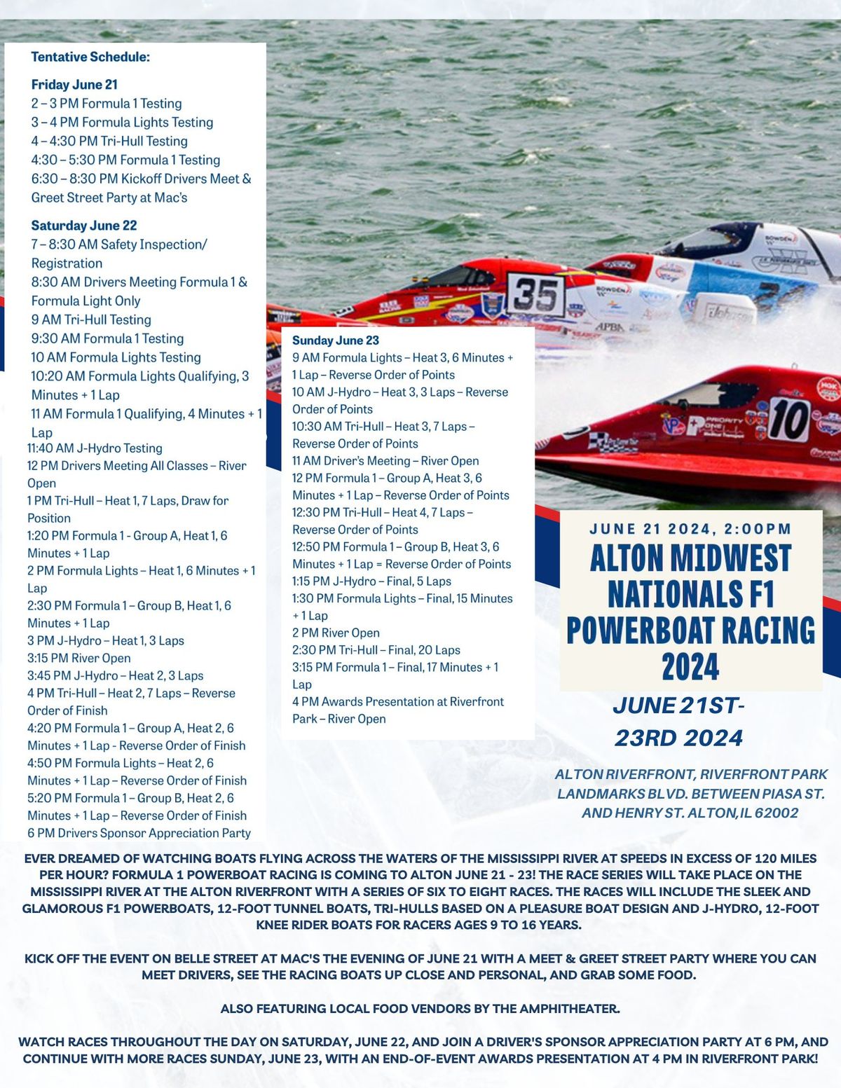 Alton Midwest Nationals F1 Powerboat racing