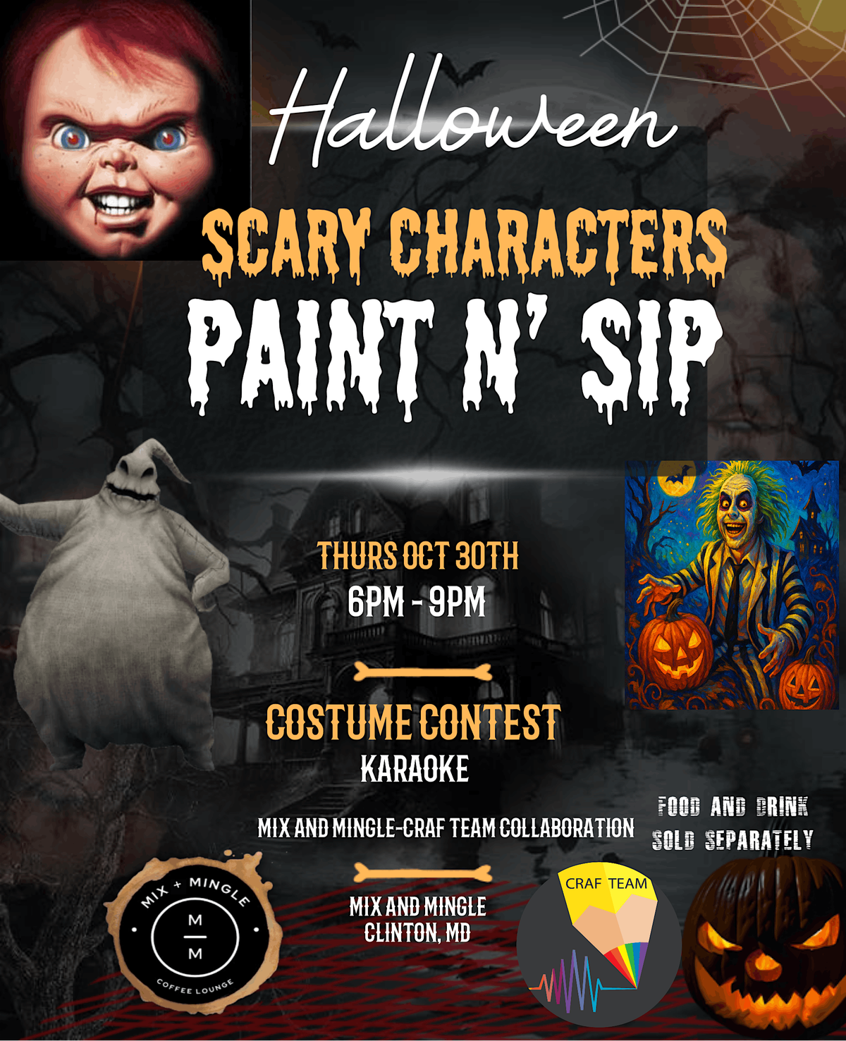 Adult Halloween Paint N\u2019 Sip