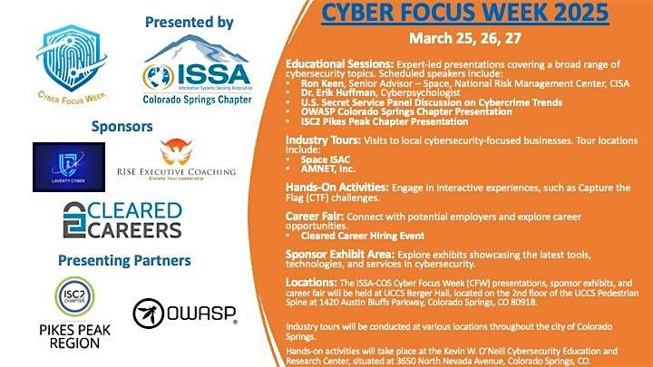 ISSA COS Chapter Cyber Focus Week (CFW) 2025 - 3 Day Event!