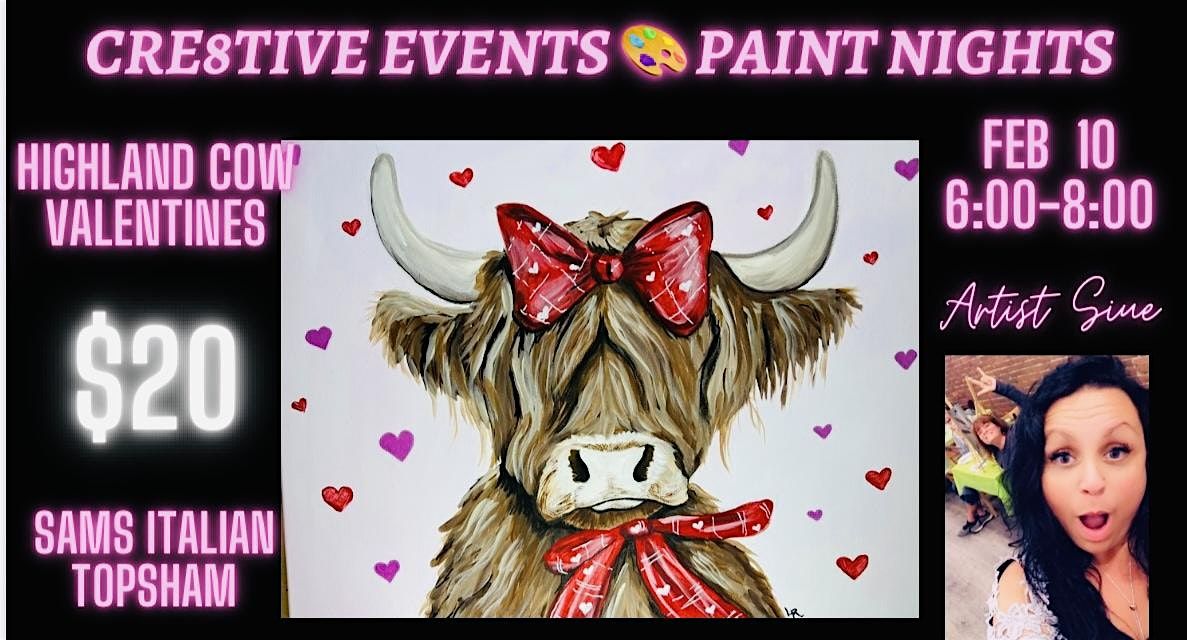 $20 Paint Night - Highland Cow Valentines