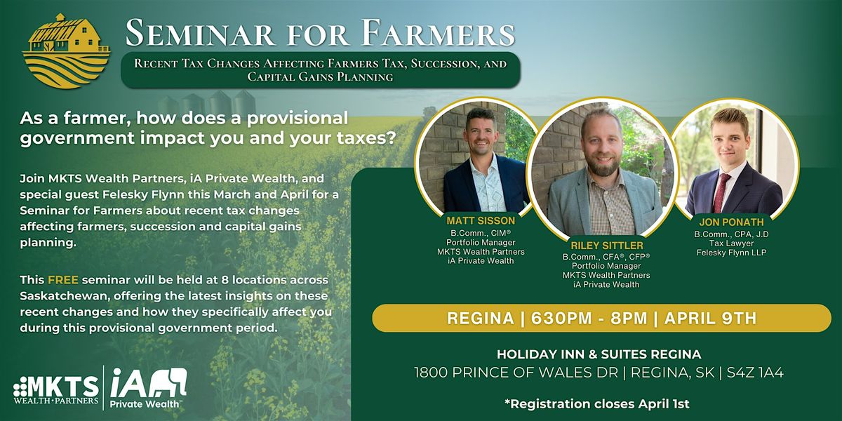 Seminar for Farmers: Recent Tax Changes Affecting Farmers | REGINA