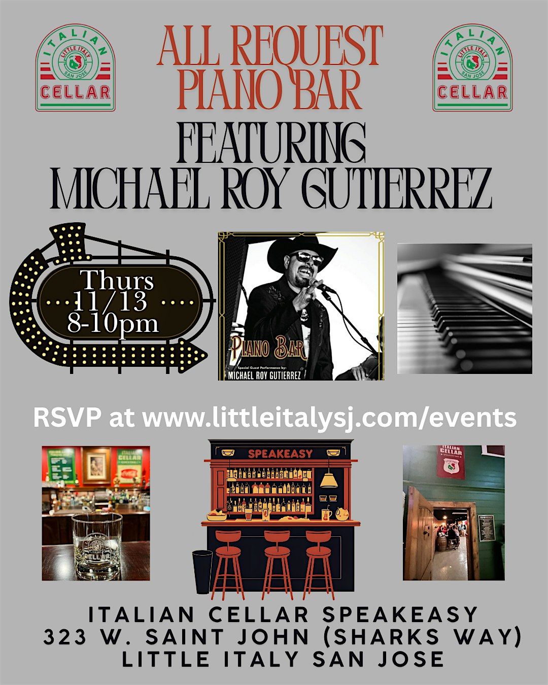 All Request Piano @ Little Italy San Jose's Italian Cellar Speakeasy