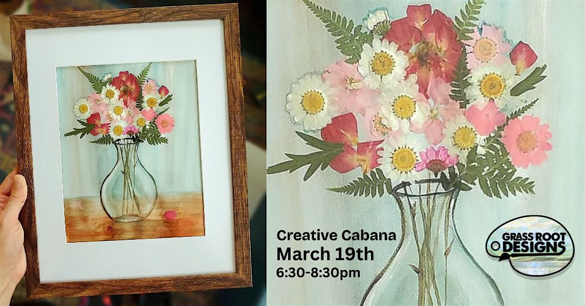 Framed Pressed Flower Bouquet| Paint + Sip at Creative Cabana