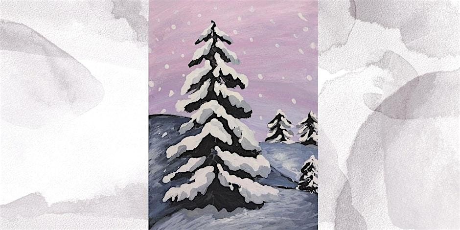 Snowy Tree Painting, Adults and Teens Acrylic Painting Class