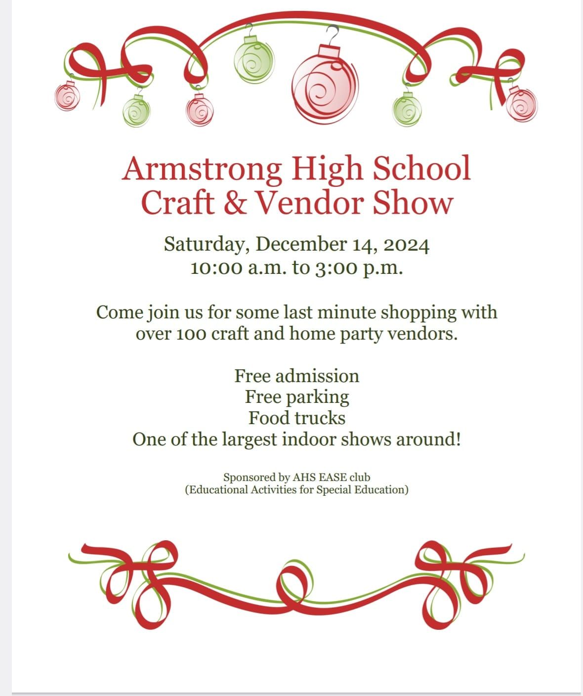 5th Annual Armstrong High School Holiday Craft & Vendor Show 2024