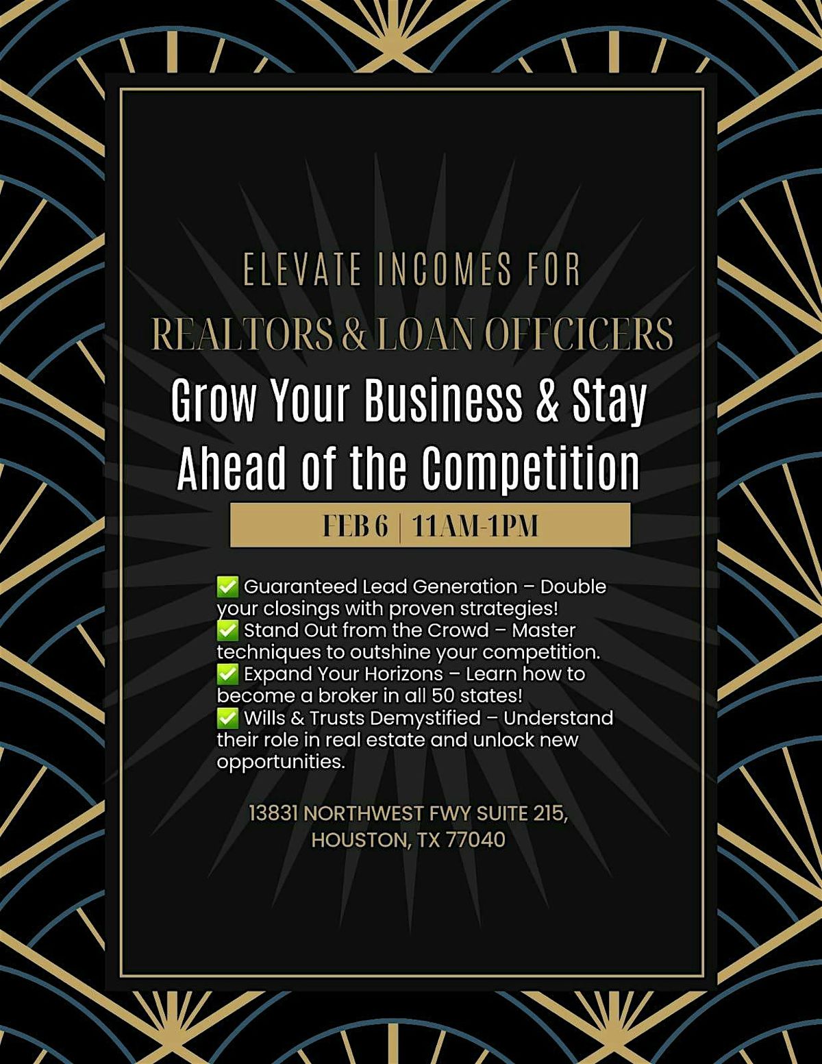 Elevate incomes for realtors, loan officers, etc.