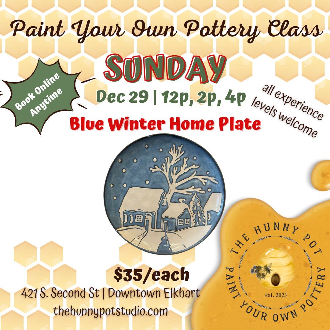 Class | Blue Winter Home Plate Paint Your Own Pottery