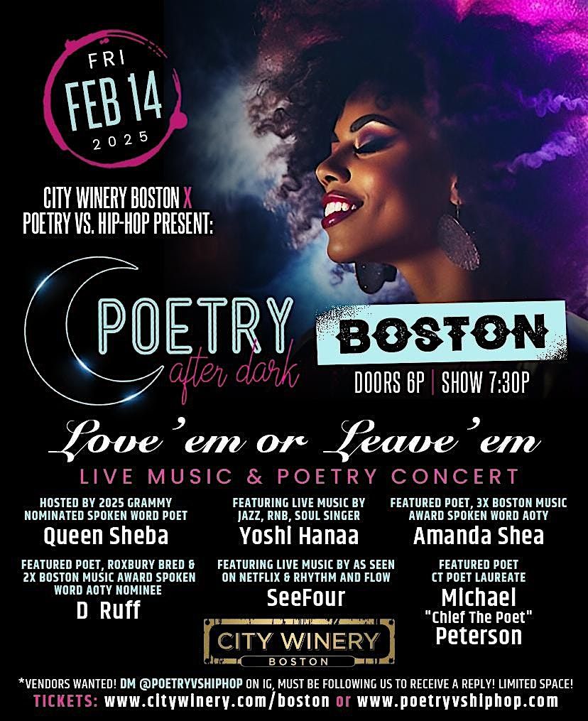 Boston\u2019s Valentine\u2019s Day Poetry After Dark & Live Music Showcase