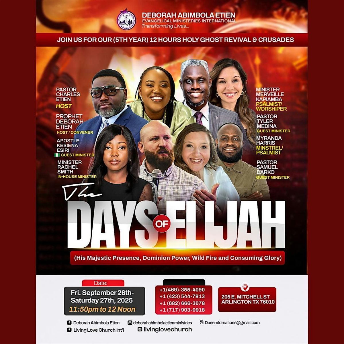 12 HOURS HOLY GHOST REVIVAL & CRUSADES  "THE DAYS OF ELIJAH"