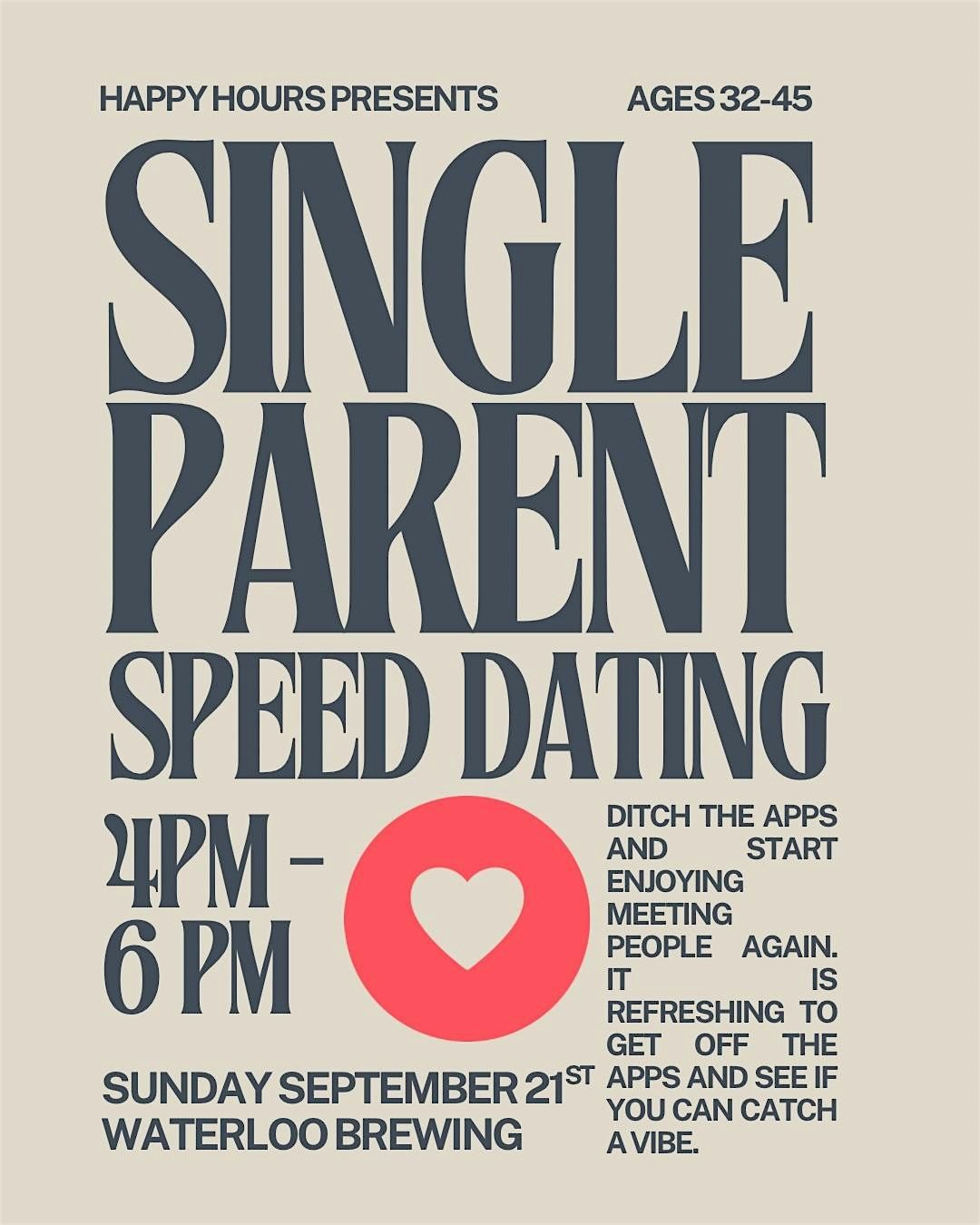 Happy Hour Presents Single Parent Speed Dating 32-45 (Kitchener)