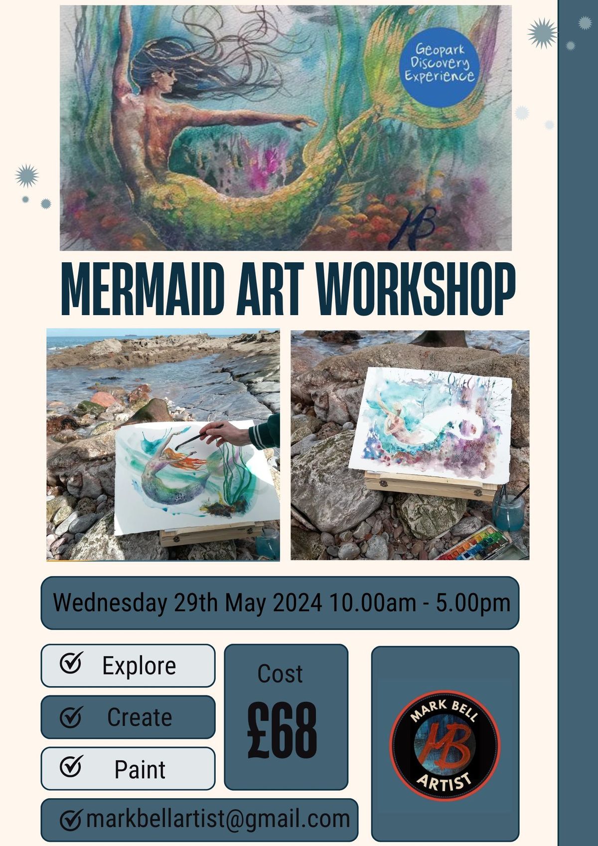 Mermaid Art Workshop with Mark Bell - Brixham - Wednesday 29th May 2024 