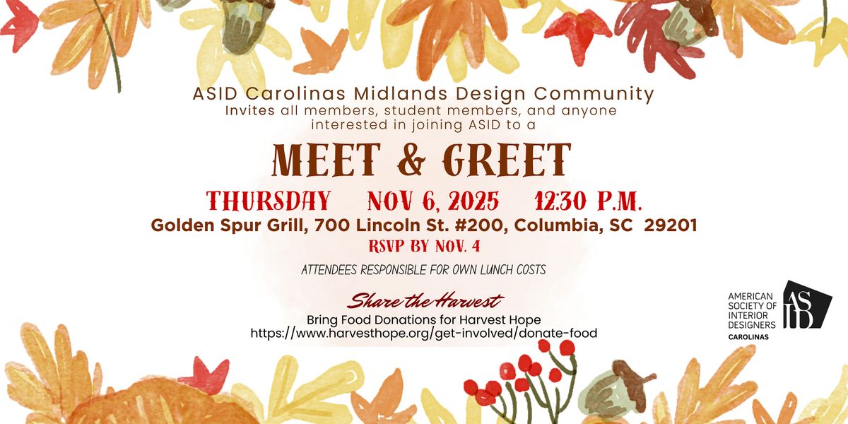 ASID Carolinas Midlands Design Community for a Meet + Greet