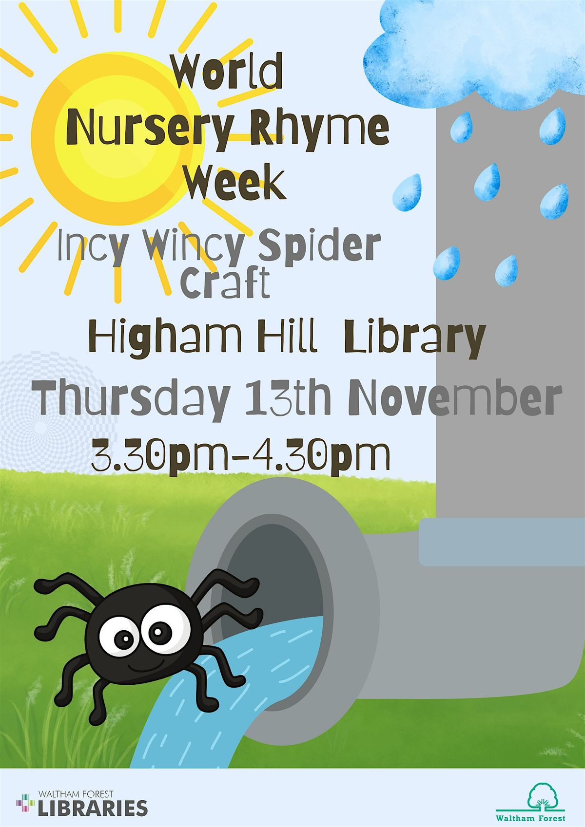 World Nursery Rhyme Week Incy Wincy Spider Craft@ Higham Hill Library