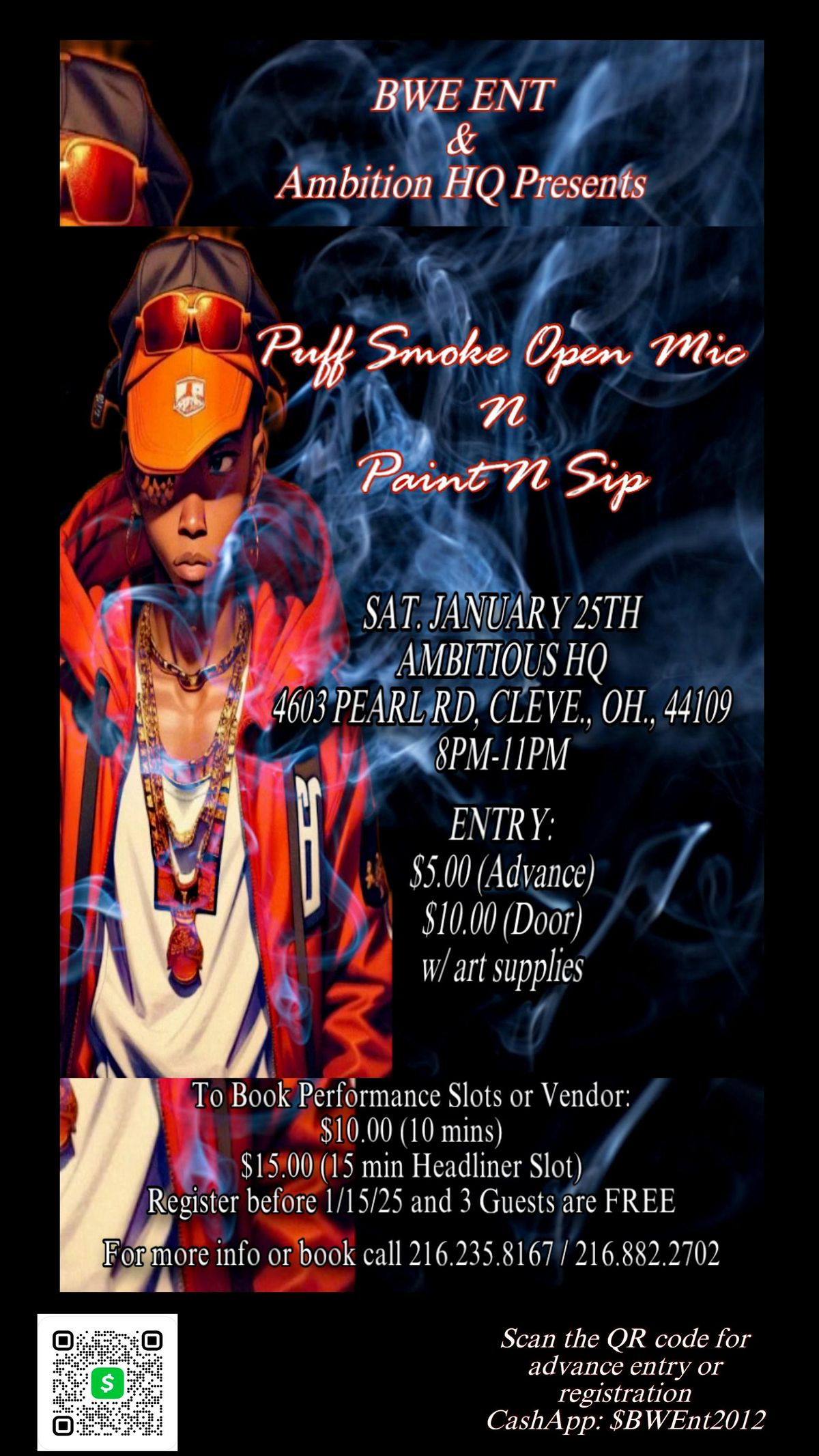 OPEN MIC NIGHT\/ PUFF & PAINT AT AMBITION H.Q.