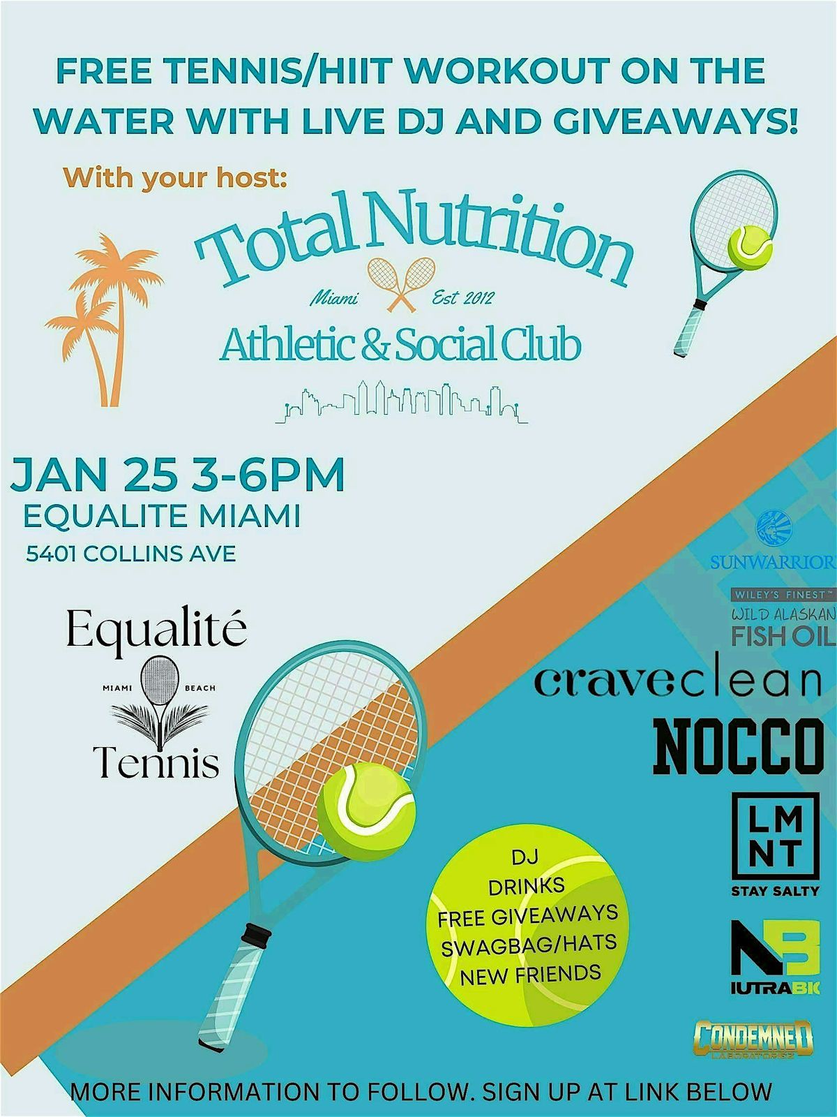 Sunset Tennis with Total Nutrition Athletic and Social Club