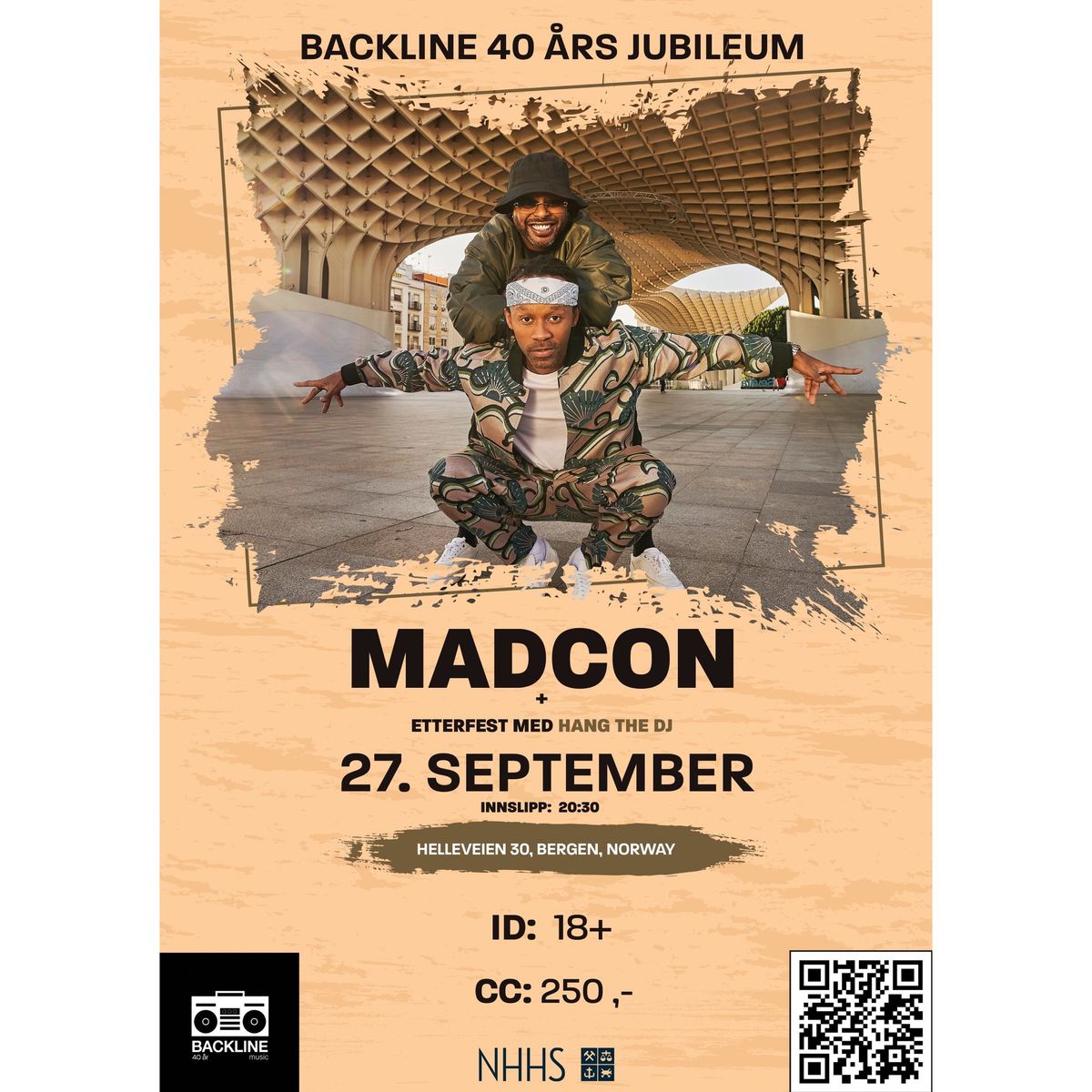 Backline 40-\u00e5rs jubileum! Konsert med Madcon + kjellerfest 